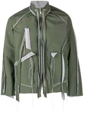 Sulvam Distressed Layered Jacket Cutting Short Blouson L