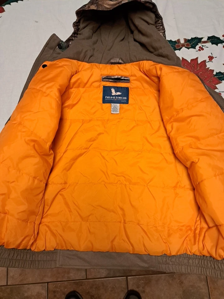 Field & Stream Jacket Youth Medium Camo Zip Hooded Quilted Lining RealTree Camo - Image 3 of 4