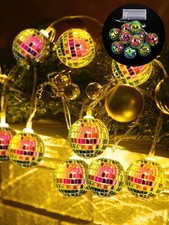 LED Disco Ball String Light Battery Powered Mirror Balls Outside 1.57 In Fantasy