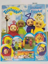 Vintage Teletubbies Instant Egg Art by Sun Hill, 12 Egg Wrappers NOS 1999