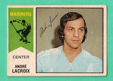 (1) ANDRE LACROIX 1974-75 O-PEE-CHEE WHA # 60 MARINERS VG CARD (M1011)