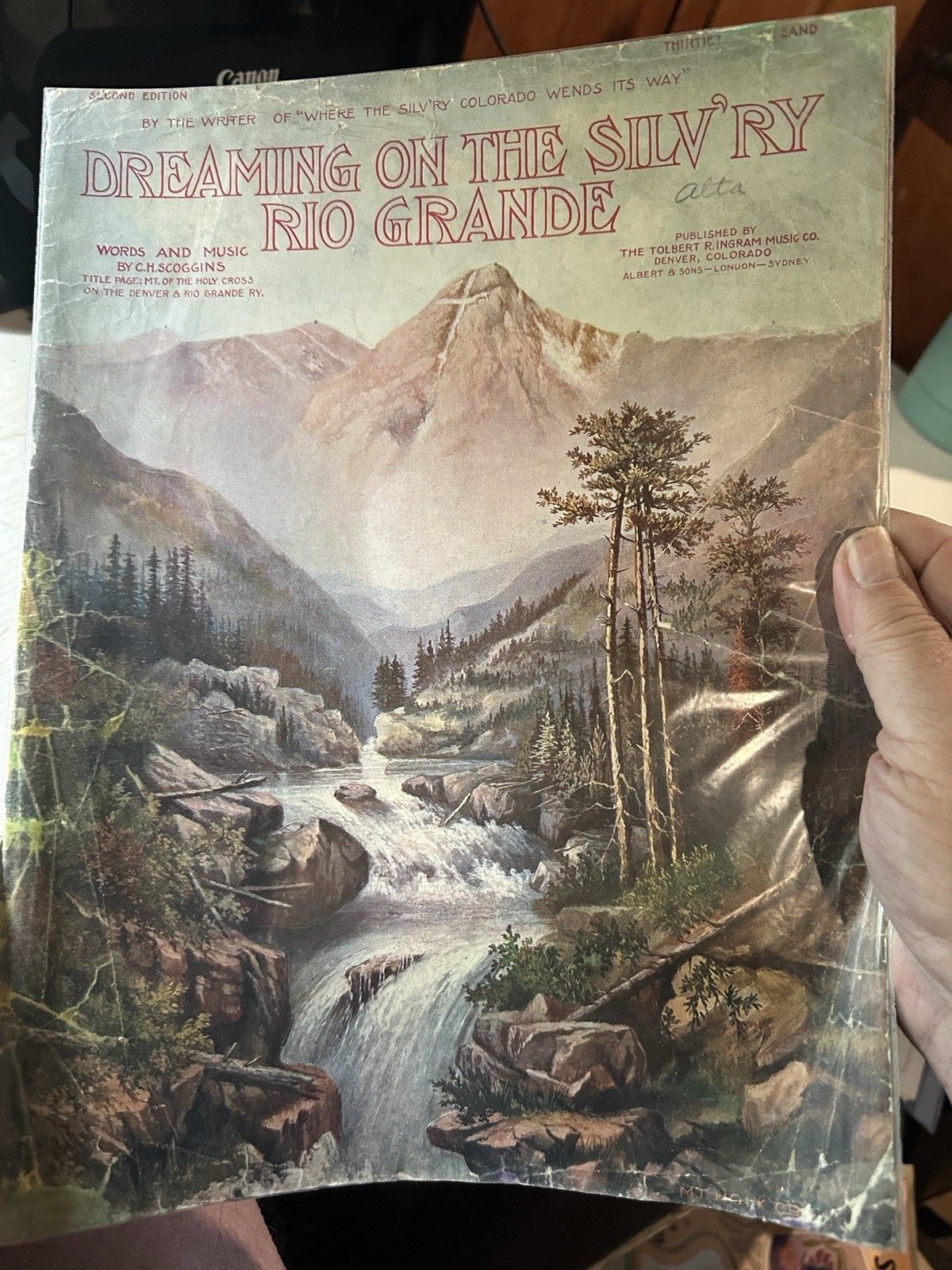 11x14 1906 Denver Colorado  sheet music THE SILV’RY RIO GRANDE