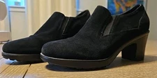 Dansko Women EU 38/US 7-8 Black Slip On Suede Stack Heel Shoes