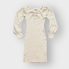 Willow & Wind Cream Balloon Sleeve Ribbed Sweater Dress