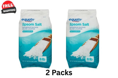 Equate Epsom Salt, Magnesium Sulfate, 128 oz (8lb), Unscented ( PACK OF 2 ) NEW