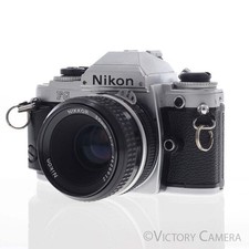 Nikon FG Chrome Camera w/ 50mm f2 Lens -New Seals- EXC
