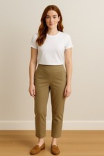GAP Stretch Khaki Pants 8A Cropped Tapered Cotton Lycra High Rise Vintage Y2K
