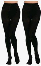2 Pairs Women'S Solid Color Tights 80D, Soft Opaque Microfiber Tights
