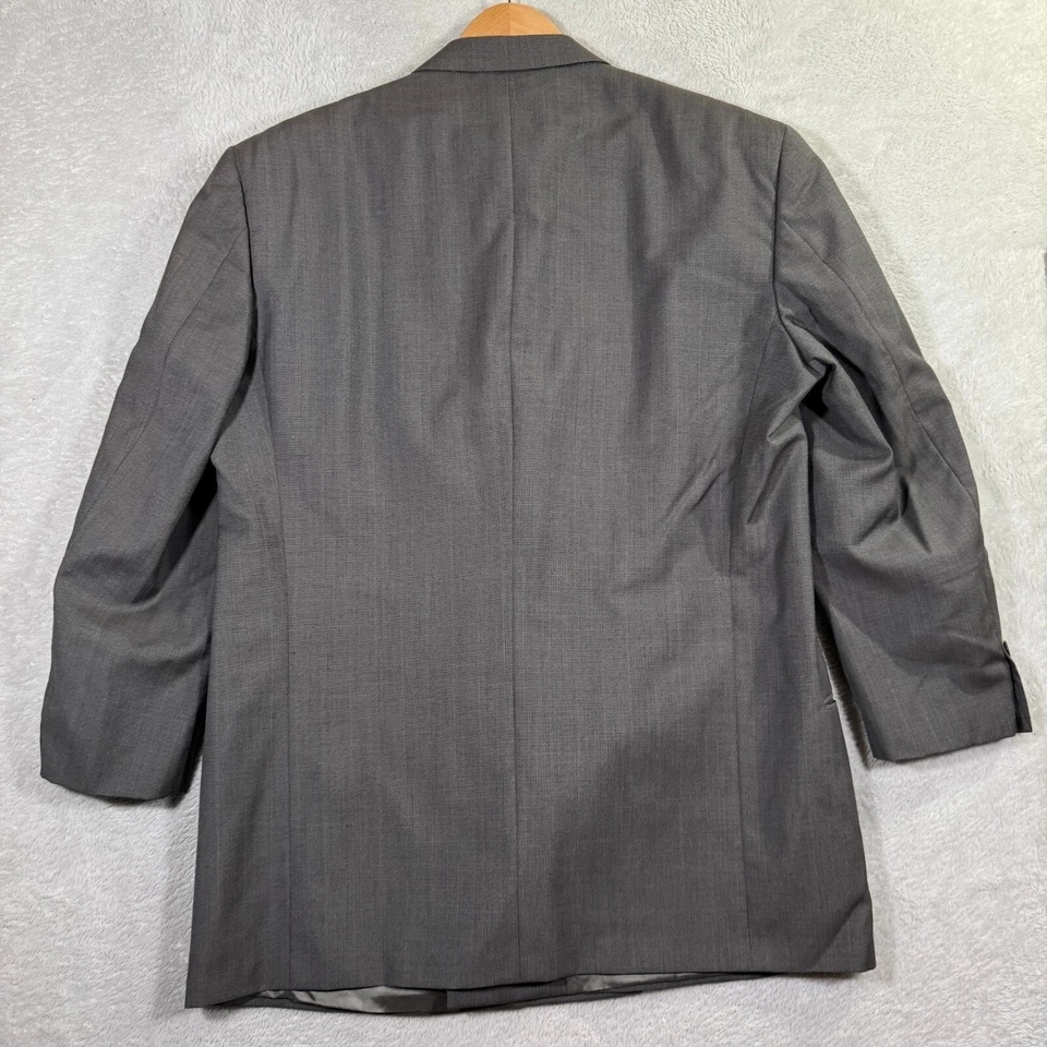 Jaqueta Masculina Vintage Mani Blazer 44S Lã Cinza Peito Duplo Pico Lapela Clássica - Imagem 3 de 4