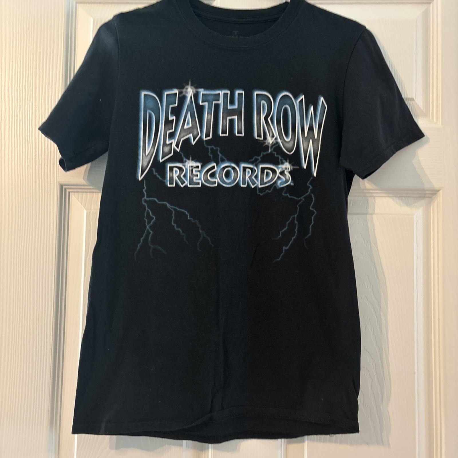 FILA T shirt grafica Death Row Records uomo grande nera logo blu manica corta musica