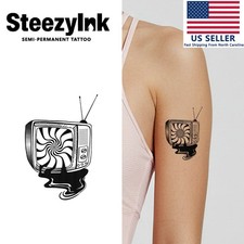 SteezyInk temporary tattoo Hypnotic Television last upto 2 weeks 3 x 3 inch