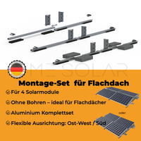 Solar Halterung Flachdach Set FüR 4 Module AufstäNderung SüD/Ost-West, 0% Mwst