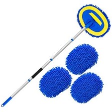 Car Wash Brush with Long Handle - 62" Car Wash Kit with Chenille Blue