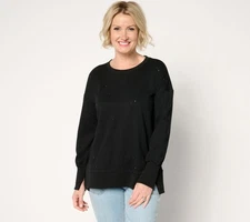 Belle by Kim Gravel EmBelleished Everyday Shine Sweatshirt Black L Used