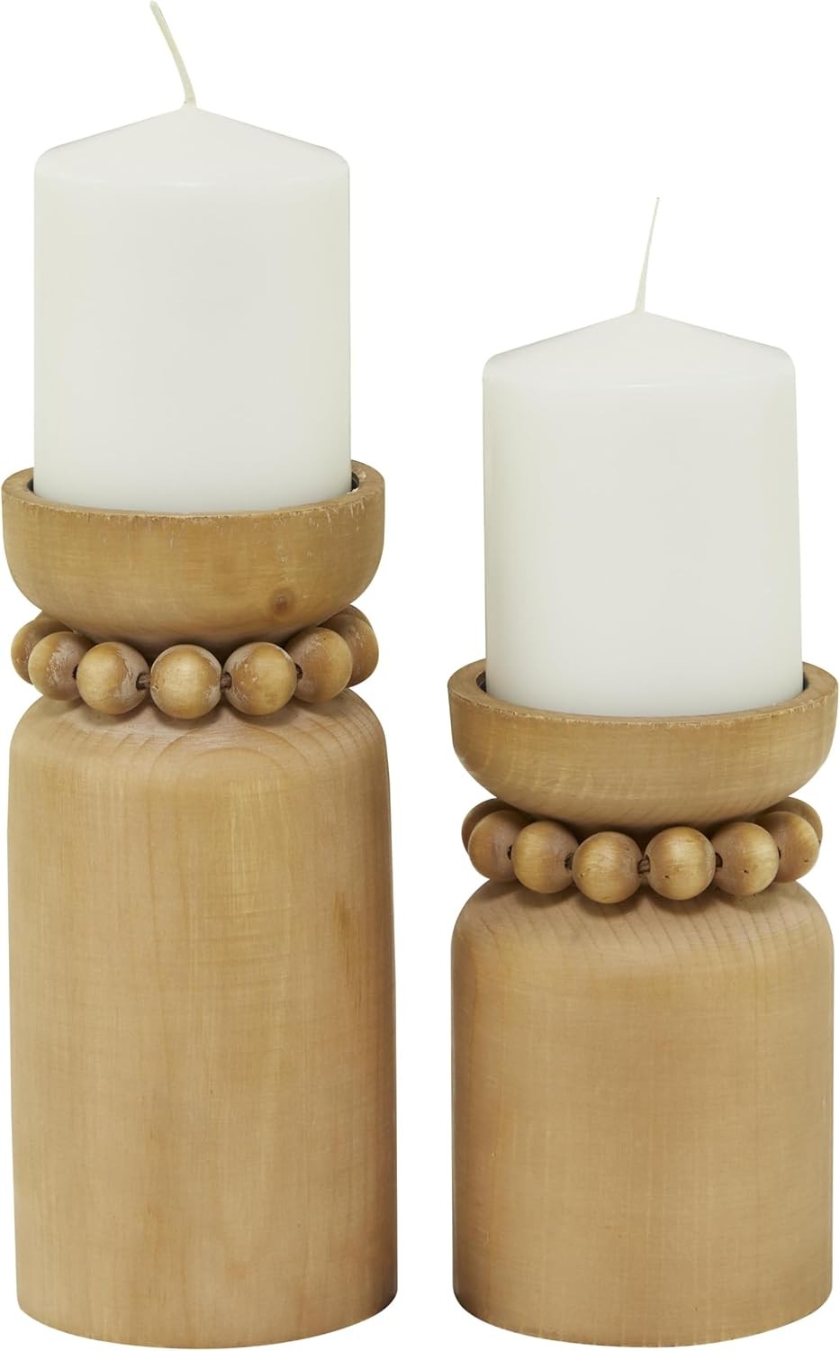 Beaded Pillar Candle Stand, Set Of 2 Candl