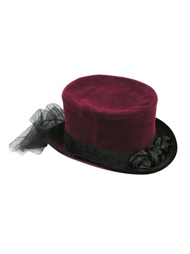 Adult Top Hat with Lace, Burgundy/Brown
