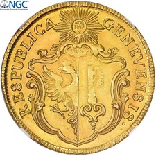 [#908317] Republic of Geneva, 3 Pistoles, 1771, Geneva, Very rare, Gold, NGC, MS