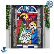 71x35in Nativity Scene Christmas Door Cover with Free String