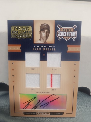 2005 Donruss Prime Patches Ryan Wagner Quad Game Used Jersey Autograph #/150