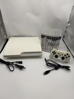 Sony PlayStation 3 Slim PS3 Weiß 320GB Spielekonsole mit Controller 10x Spiele