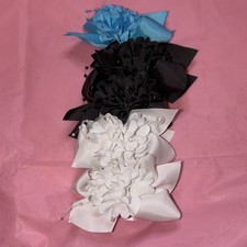 Girls Bow Hair Accessories Set Blue Black White Fabric One Size