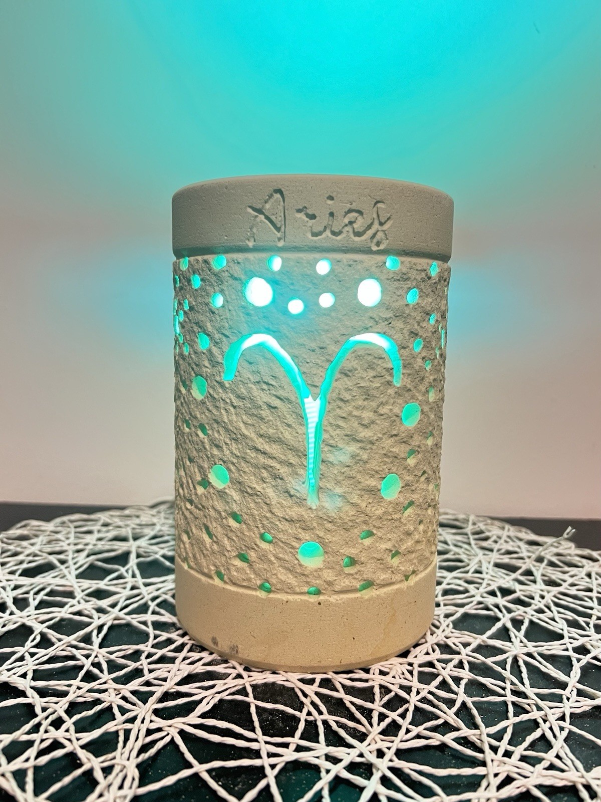 Lampada Segno Zodiacale in Pietra Leccese - Artigianato Pugliese 100%