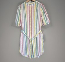 GAP Linen Blend Shirt Dress Women’s Sz Medium Rainbow Striped.Preppy Resort NWT