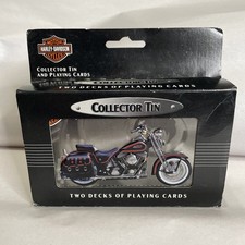 VTG NIB Harley Davidson Metal Tin With Two Brand Packs Of Playing Cards