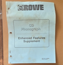 Rowe CD Phonograph Enhanced Features Supplement Manual/Guide First Edition 1993.
