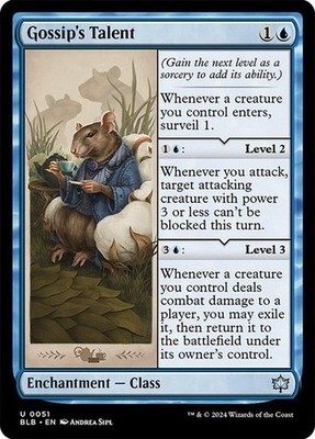 Gossip's Talent NM MTG Bloomburrow [BLB] #51 Blue Enchantment Near Mint Regular