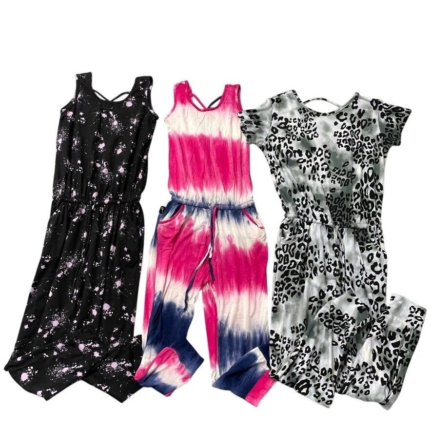 PixieLane Jumpsuit Bundle Girls Size 8 Kids Multicolor Tie Dye Leopard Splatter