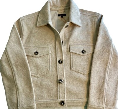 Quince Wool Jacket Women's Small Off White Button Front Minimalist Coat