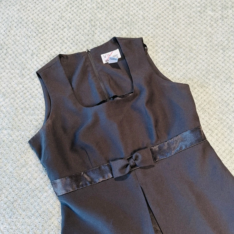adorable vintage retro y2k black classy office siren mini dress silk bow front  - Image 2 of 4