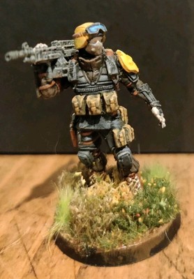 Veteran Kazak mit AP HMG., Ariadna, Infinity The Game, Painted