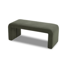 Velvet Waterfall Bench 44.5″ Indoor Accent Seat, Olive, Beige Modern Upholstered