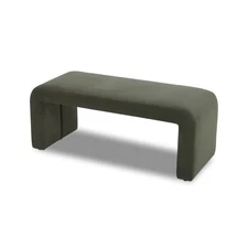 Velvet Waterfall Bench 44.5″ Indoor Accent Seat, Olive, Beige Modern Upholstered