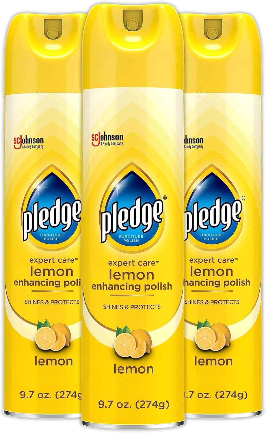 Pledge Enhancing Polish, Furniture & Wood Spray, Lemon Scent, 9.7Oz-(Pack of 3)