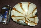 vintage murano art glass bowl thick gold swirl flake