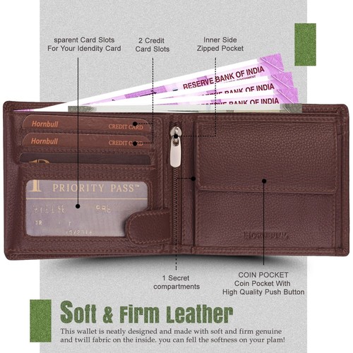HORNBULL Cartera para Hombre Marrón Cartera y Cinturón Cesta de Regalo para Hombre’s Set de Regalo - Imagen 4 de 9