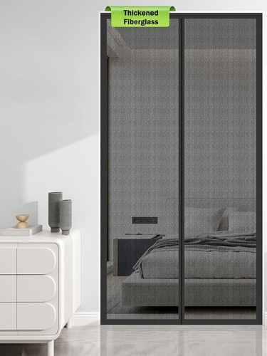 Magnetic Screen Door Fit Size 38x82 Inch, Fiberglass Black