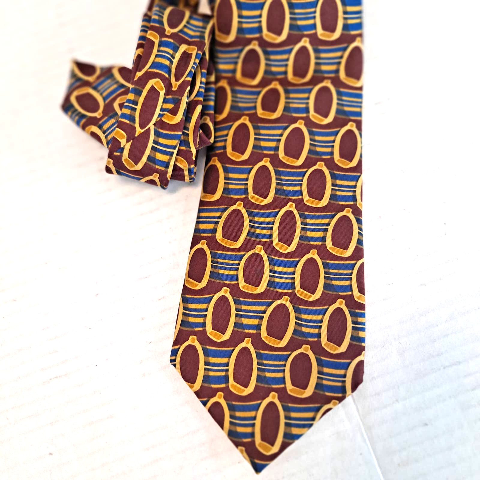 Gucci Mens Tie Italy Horse Stirrups Equestrian Red Bl… Gem