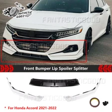 For Honda Accord 2021-2022 Yofer Pearl White Front Bumper Lip Splitter Kit 3Pcs