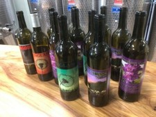 Case of Used Green Wine Bottles with Labels
