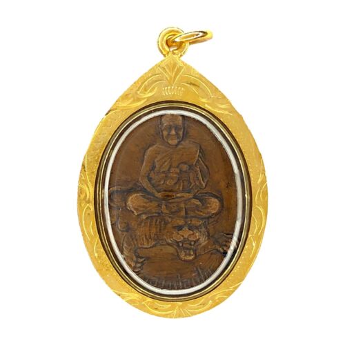 LP Pern Wat Bang Phra Famous Monk Talisman Thai Amulet Magic Pendant Gold Case - 第 1/4 張圖片