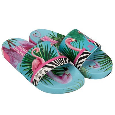 DOLCE & GABBANA x DJ KHALED Damen Slide Sandalen Schuhe Flamingo Zebra Blau Pink