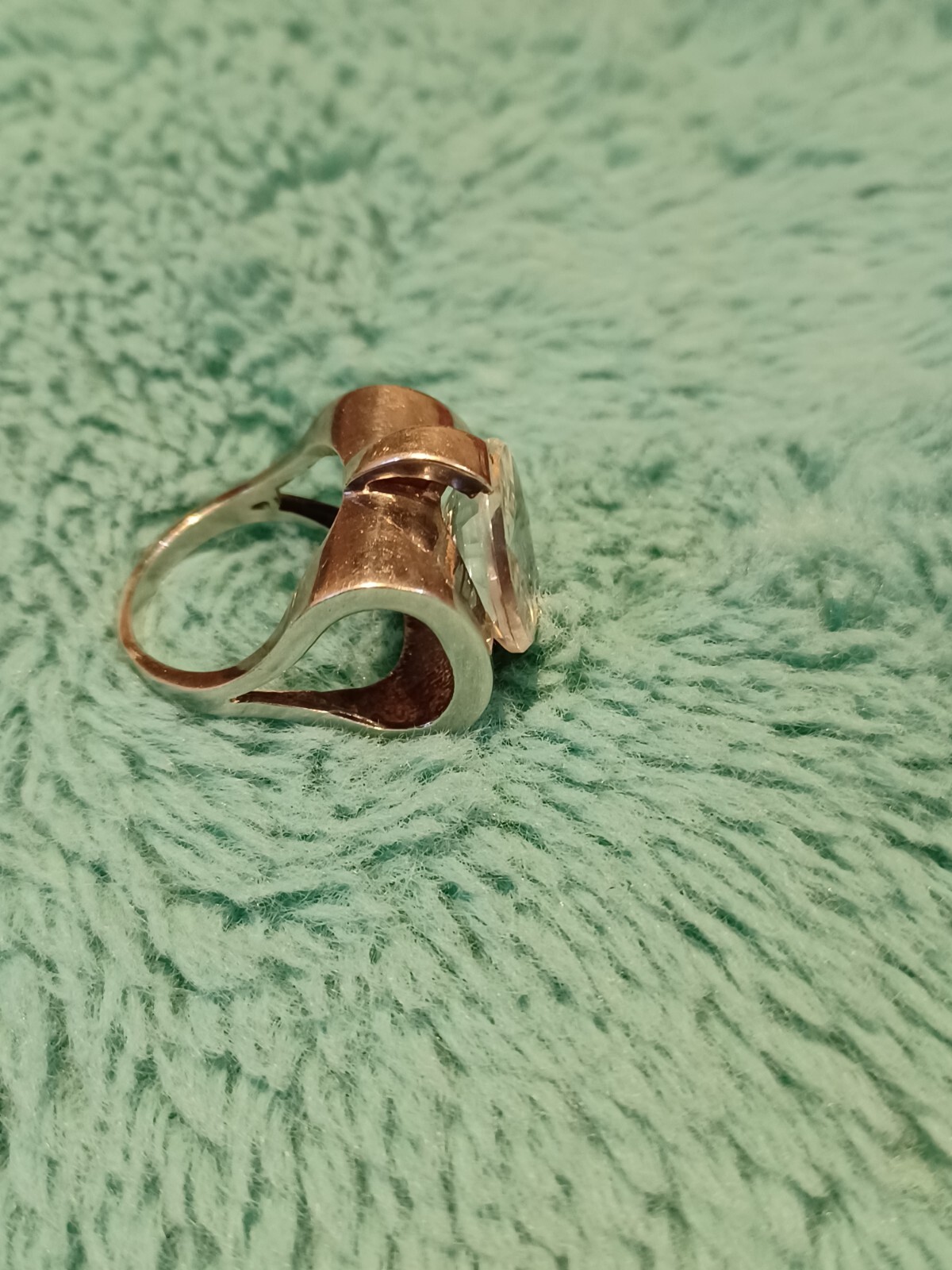 Solid Silver 925 Rock Crystal Quartz Ring Moderni… - image 13