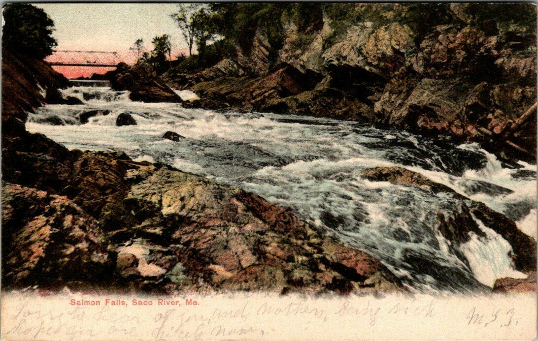 Vintage Postcard Undivided 1907 Saco River Maine Hollis Salmon Falls