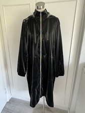 Simply Be Black Shimmer Longline Raincoat, Rainbow Zip, Ventilated, Uk 20 Bnwot