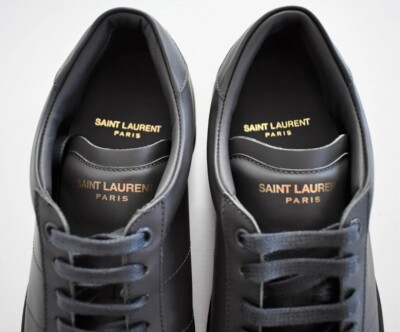 SAINT LAURENT SL/01 Dark Gray LEATHER LOW-TOP Sneakers Shoes EUR
