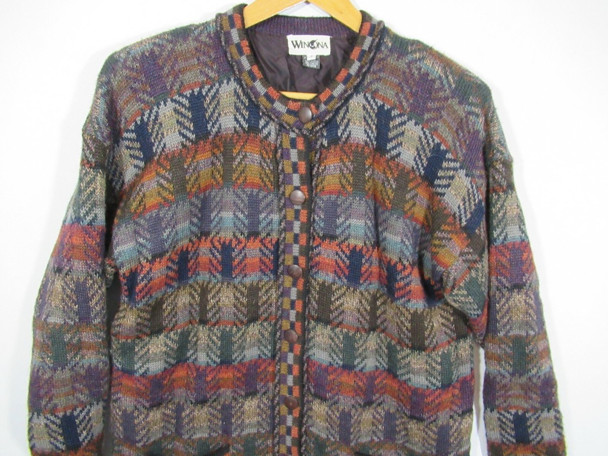 トップス 80s Vintage Bolivia Made Alpaca Cardigan Vintage Alpaca Cardigan Sweater Womens Small Hand Made in